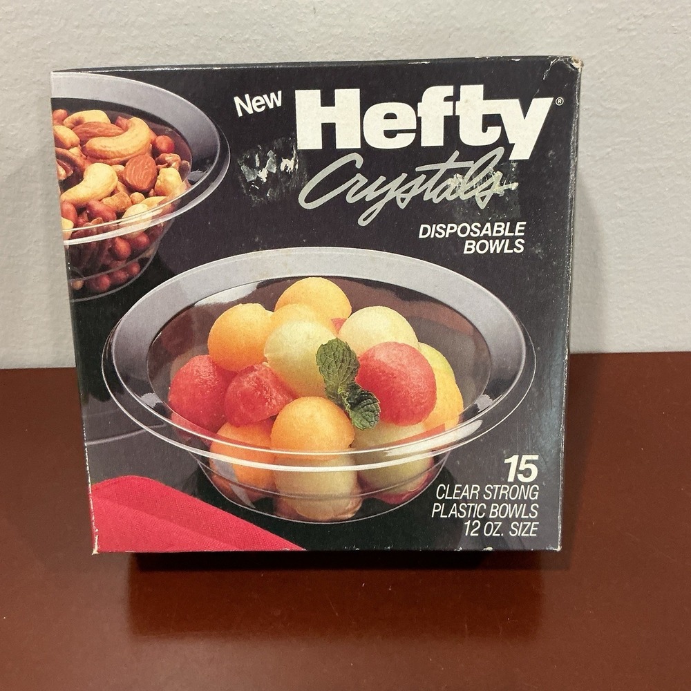 Hefty Crystal 1990 15 Disposable Bowls Variety pack New Old Stock Sealed Vintage